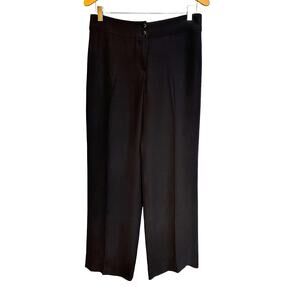 Armani Collezioni Silk Blend Black Trousers Wide Straight Leg Jeans Office 6